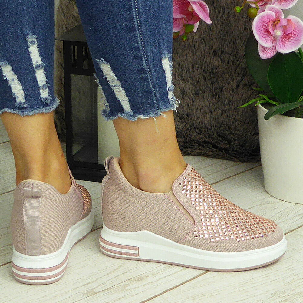 Rayna Pink Slip On Hidden Heel Comfy Shoes