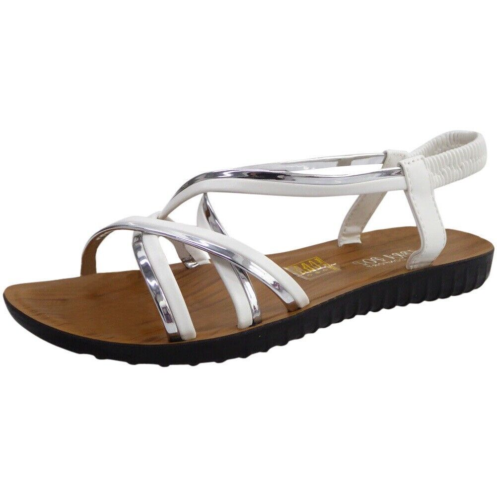 FRANKIE White Elastic Light Weight Flats  Sandals