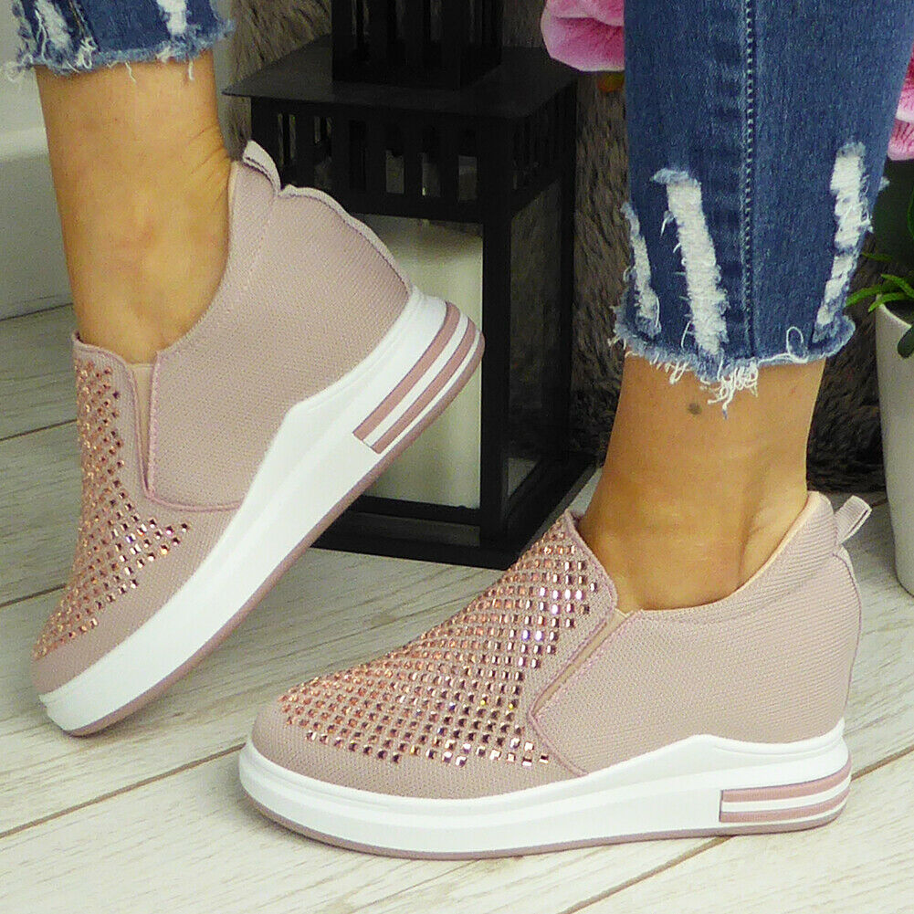 Rayna Pink Slip On Hidden Heel Comfy Shoes