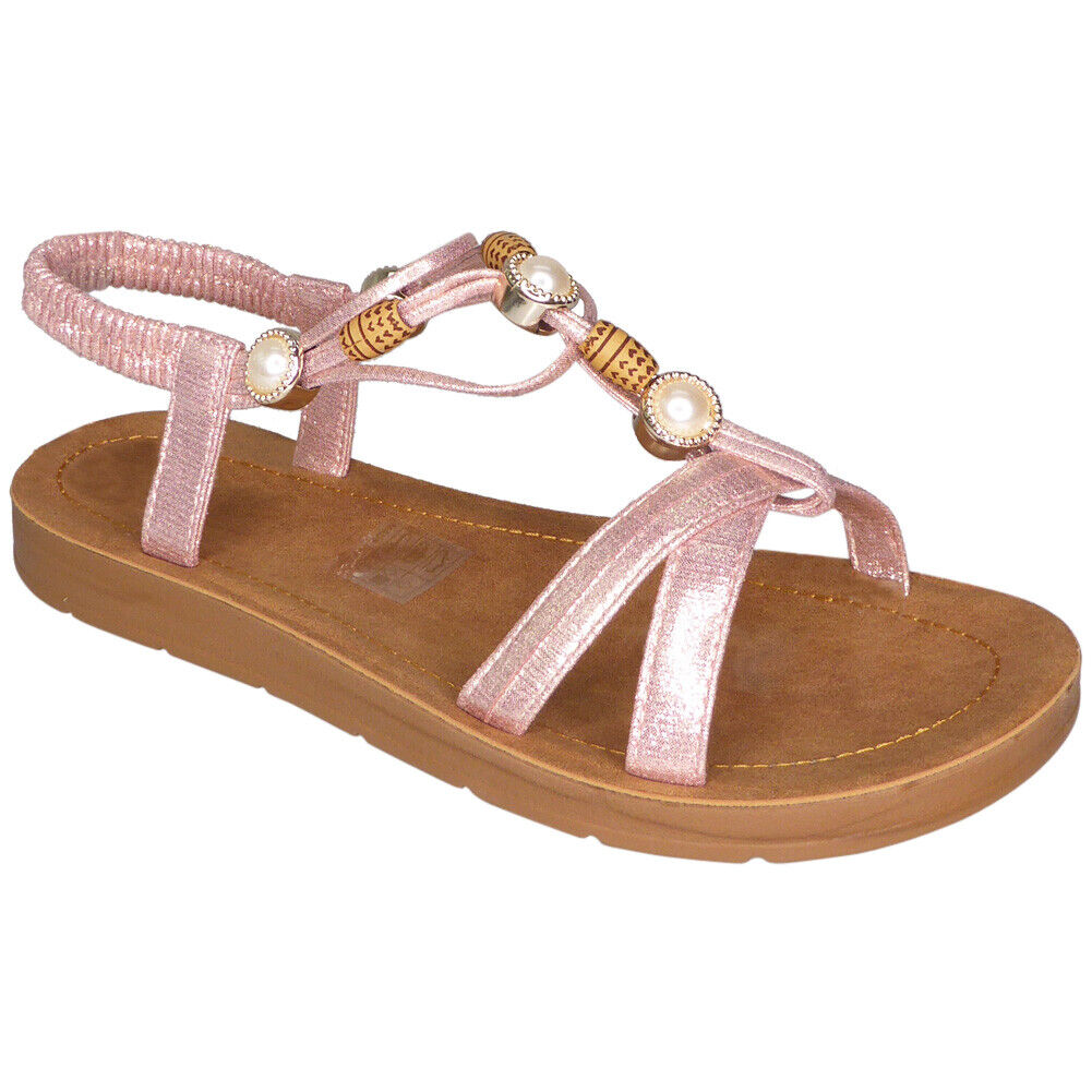 SCARLAT Pink Open Toes Elastic Comfy Sandals
