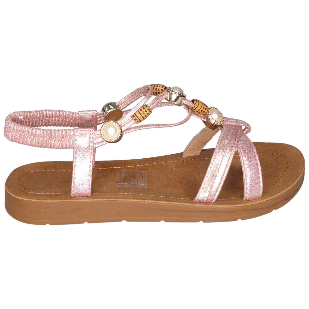 SCARLAT Pink Open Toes Elastic Comfy Sandals