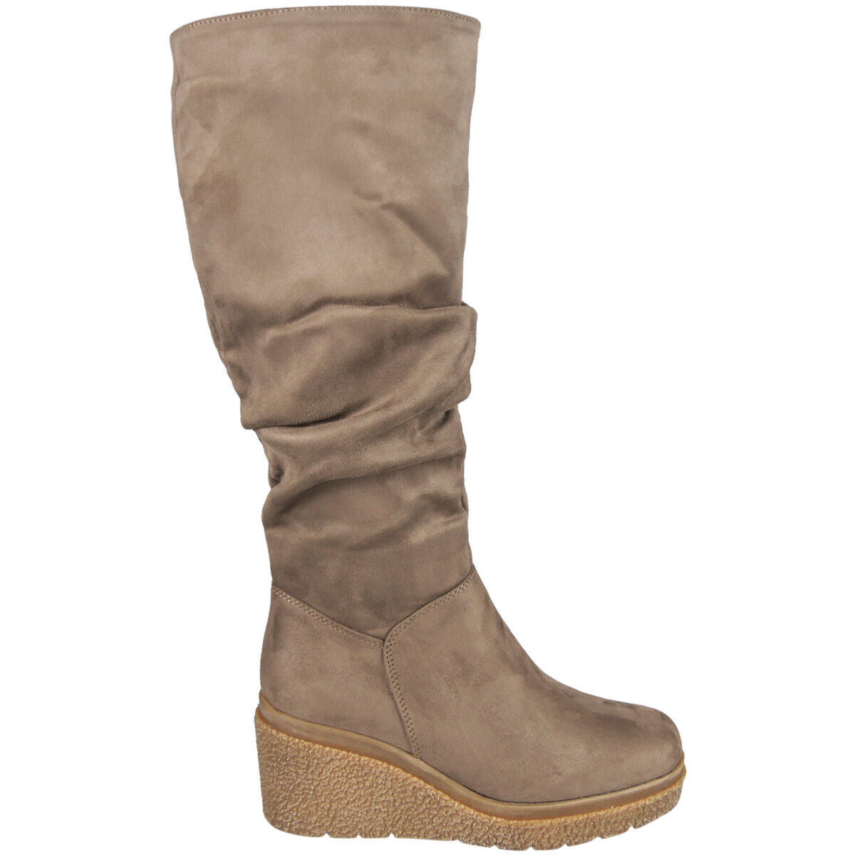 LAYLA Khaki  Wedge Platform Lined Zip Boots