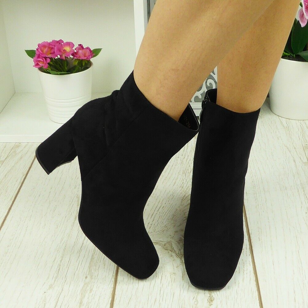 ERIAN Black Ankle High  Square Toe  Boots