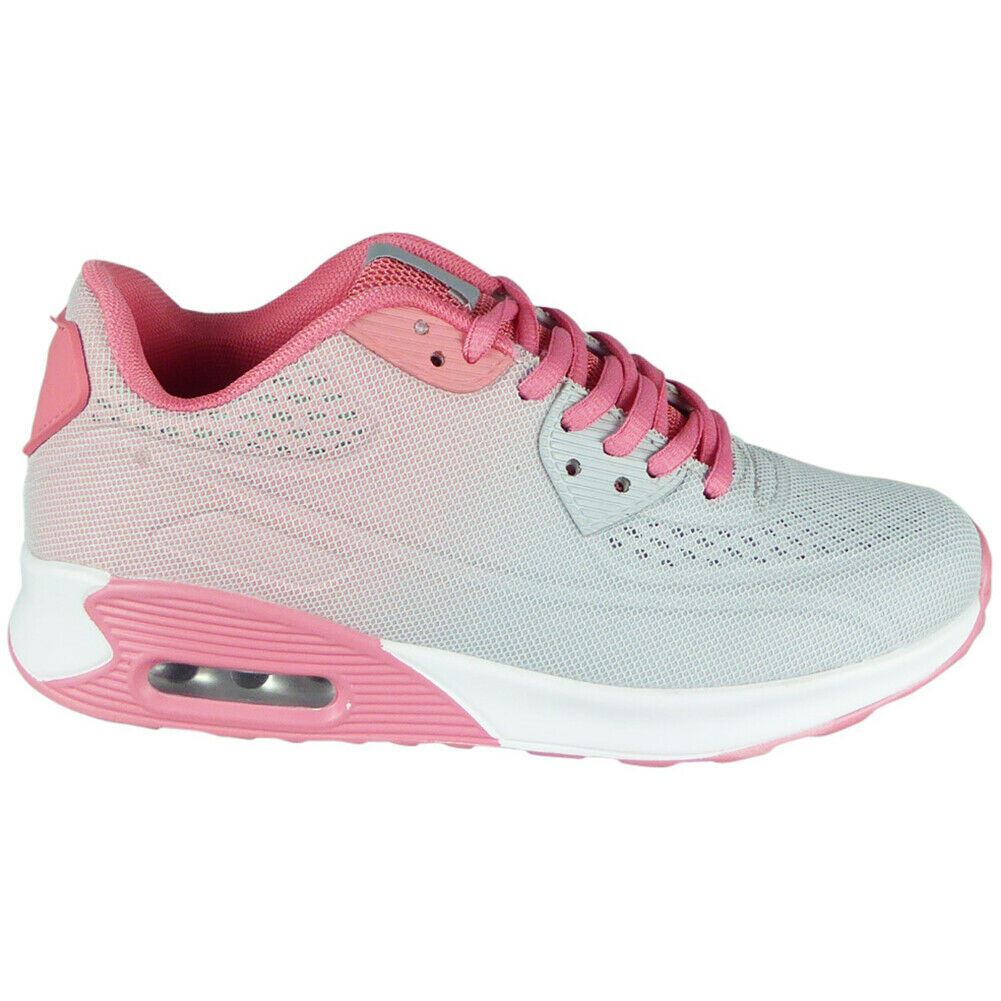 Annika Grey/Pink Lace Up Sports Trainers