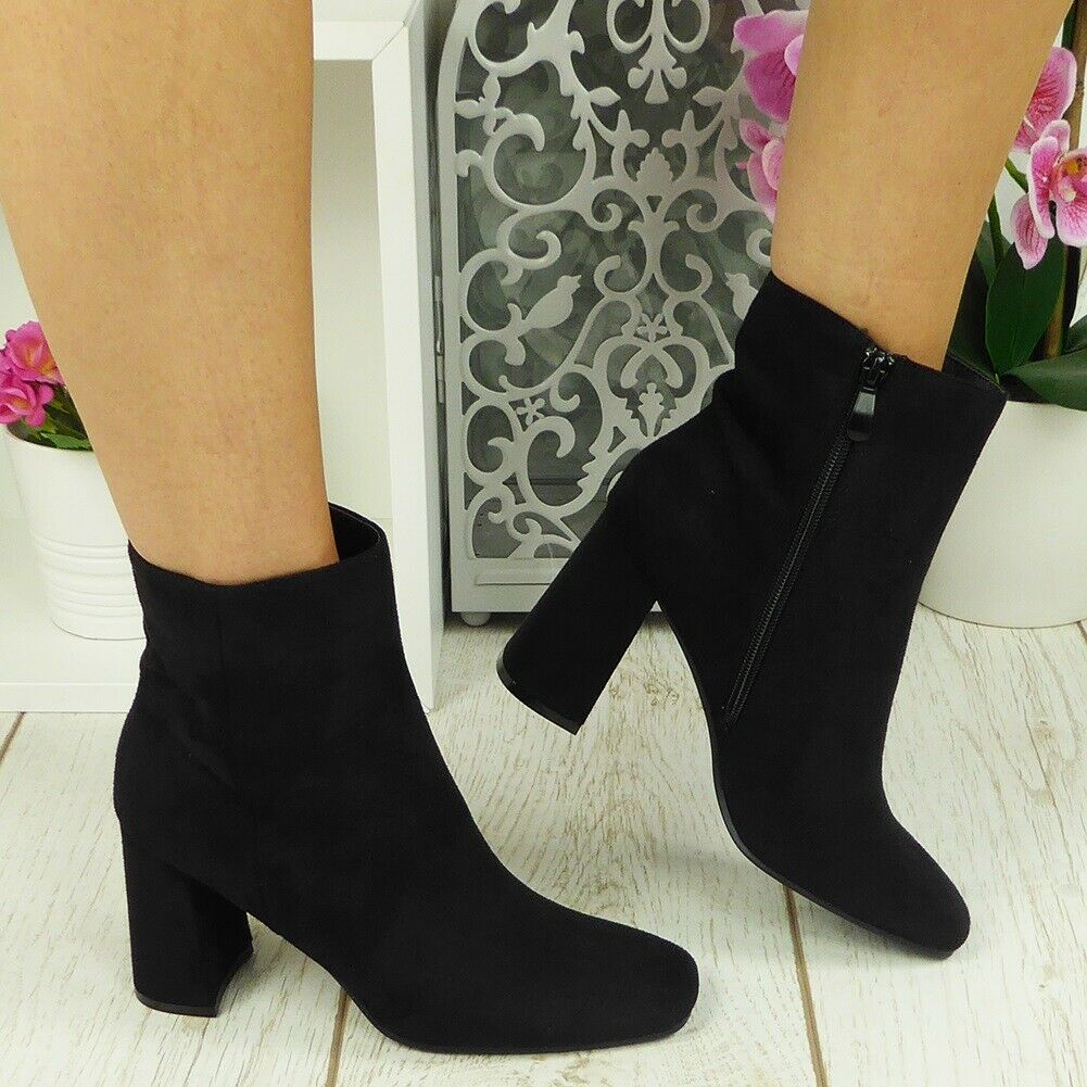 ERIAN Black Ankle High  Square Toe  Boots
