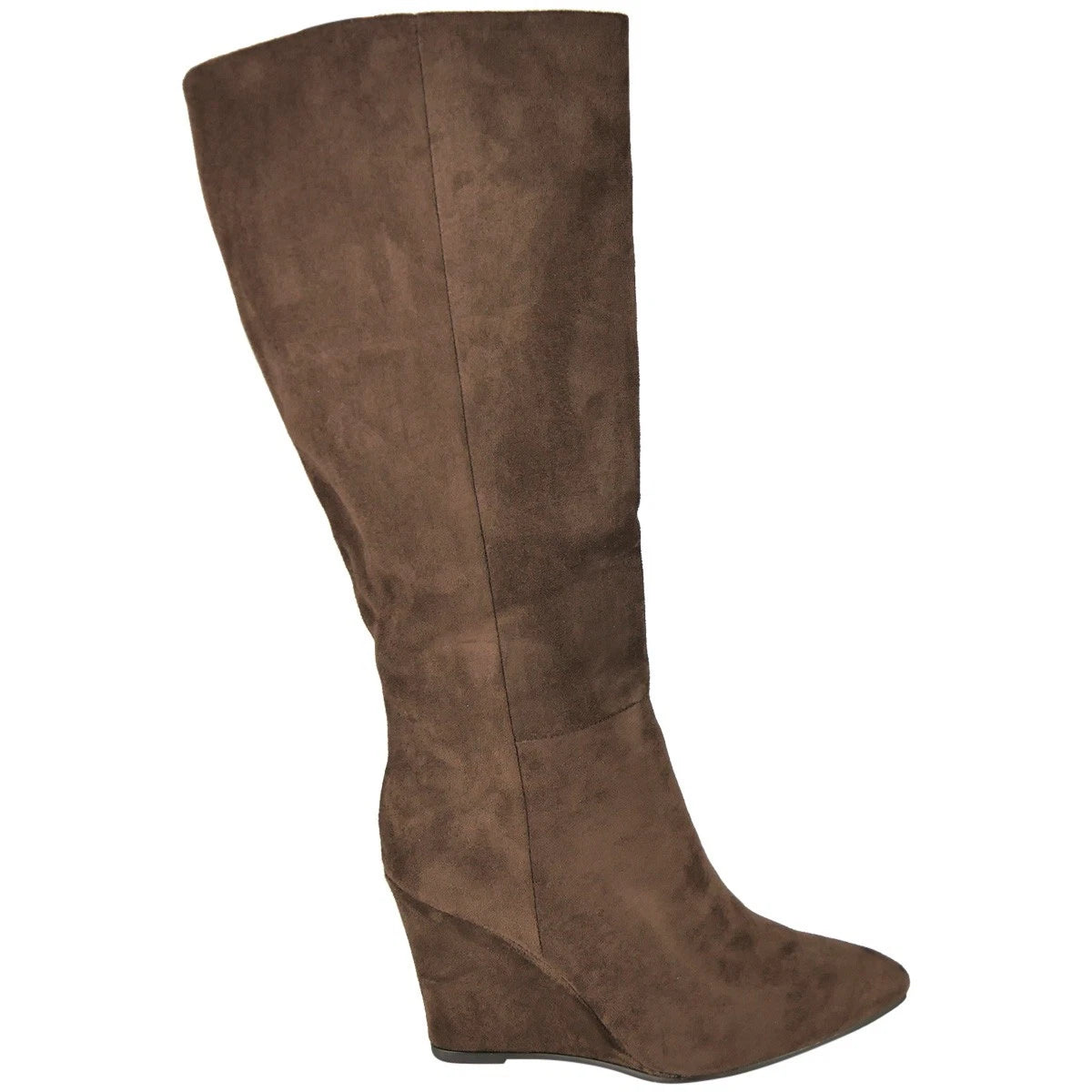 Clemency Brown Knee High Wedge Pointed Toe Warm Lined Zip Boots