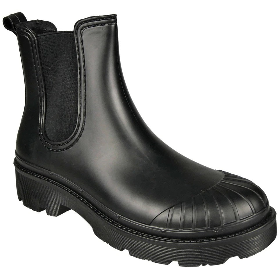 LYDIA Black Chelsea Snow Rain Comfy Grip Waterproof Walking Boots