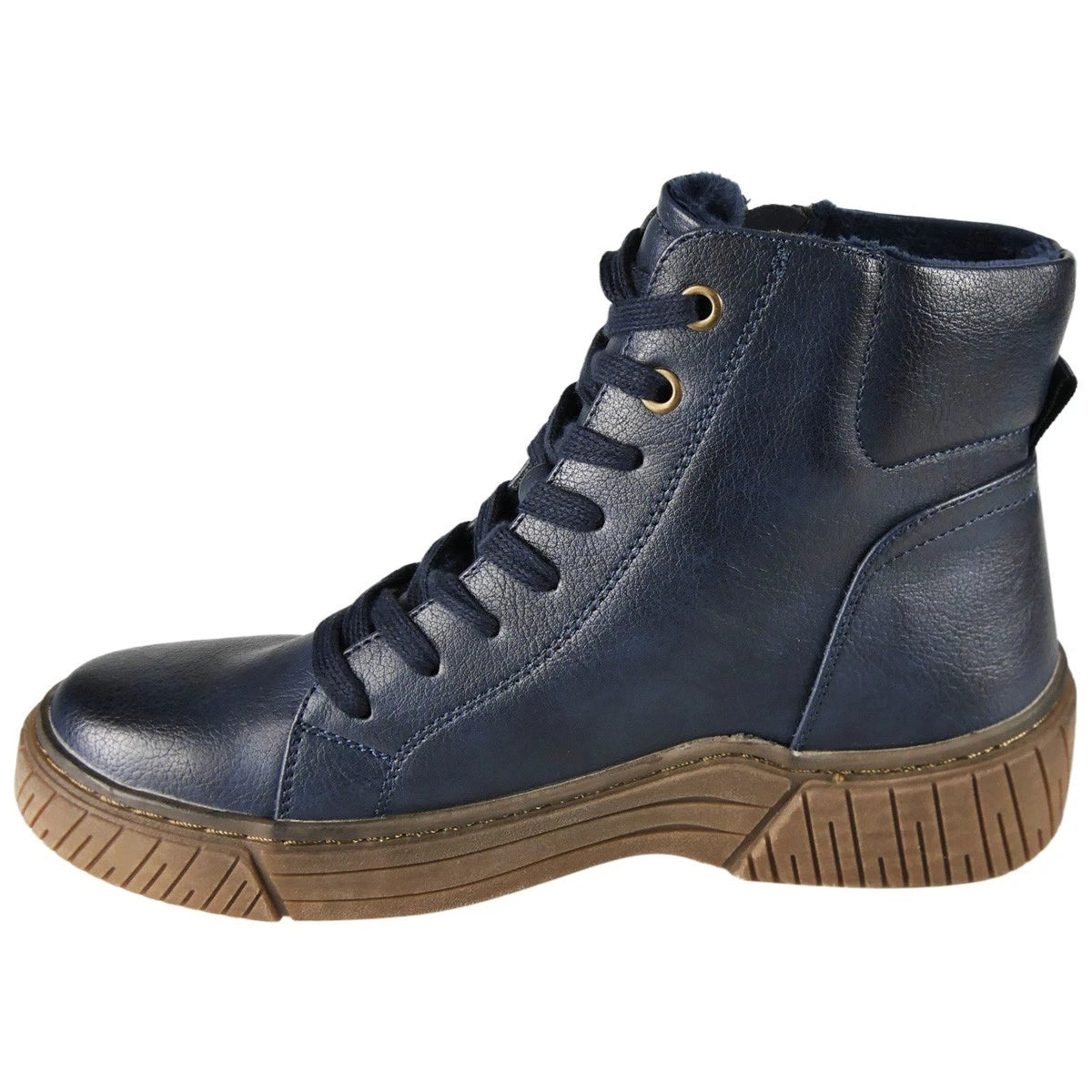 VERITY Blue Ankle Faux Suede Lace Up Lined Trainer Boots