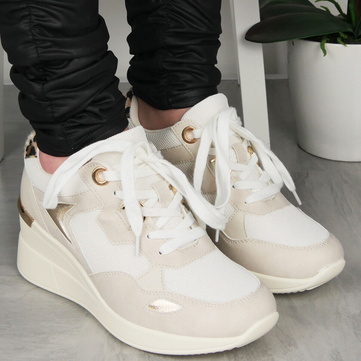 CICELY Beige Classic Lace Up Pumps Sneakers