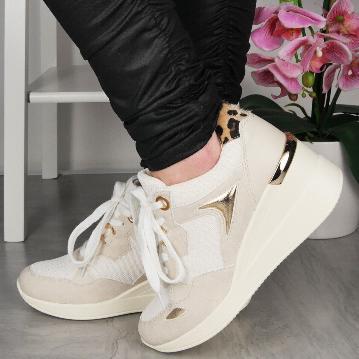CICELY Beige Classic Lace Up Pumps Sneakers