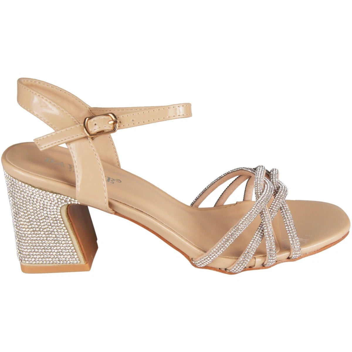 STEPHANIE Beige Buckle Cushioned Comfy Bridal Party Sandals