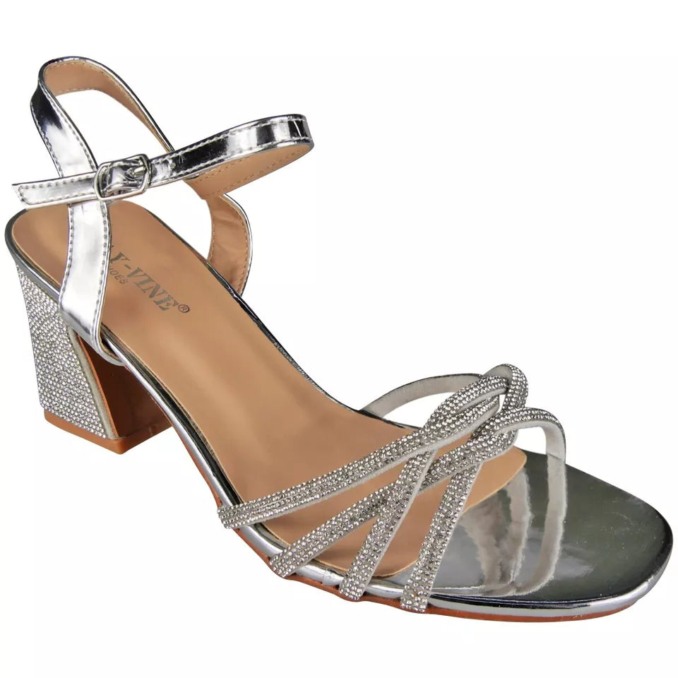 STEPHANIE Silver Buckle Cushioned Comfy Bridal Party Sandals
