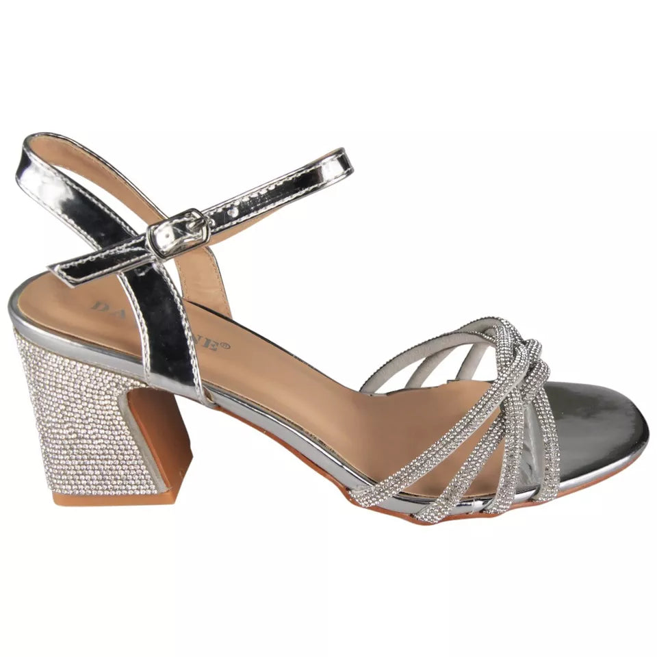 STEPHANIE Silver Buckle Cushioned Comfy Bridal Party Sandals