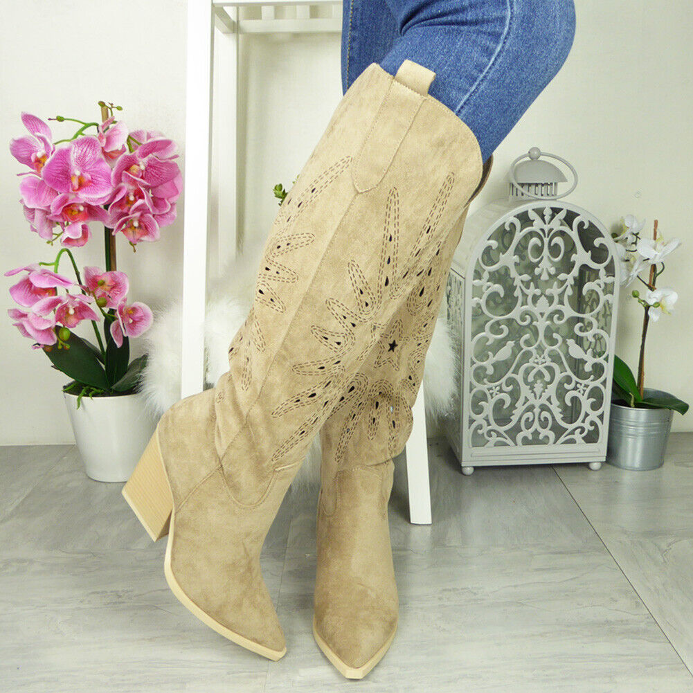 SAFORA Khaki Mid Calf Faux Suede Zip Boots
