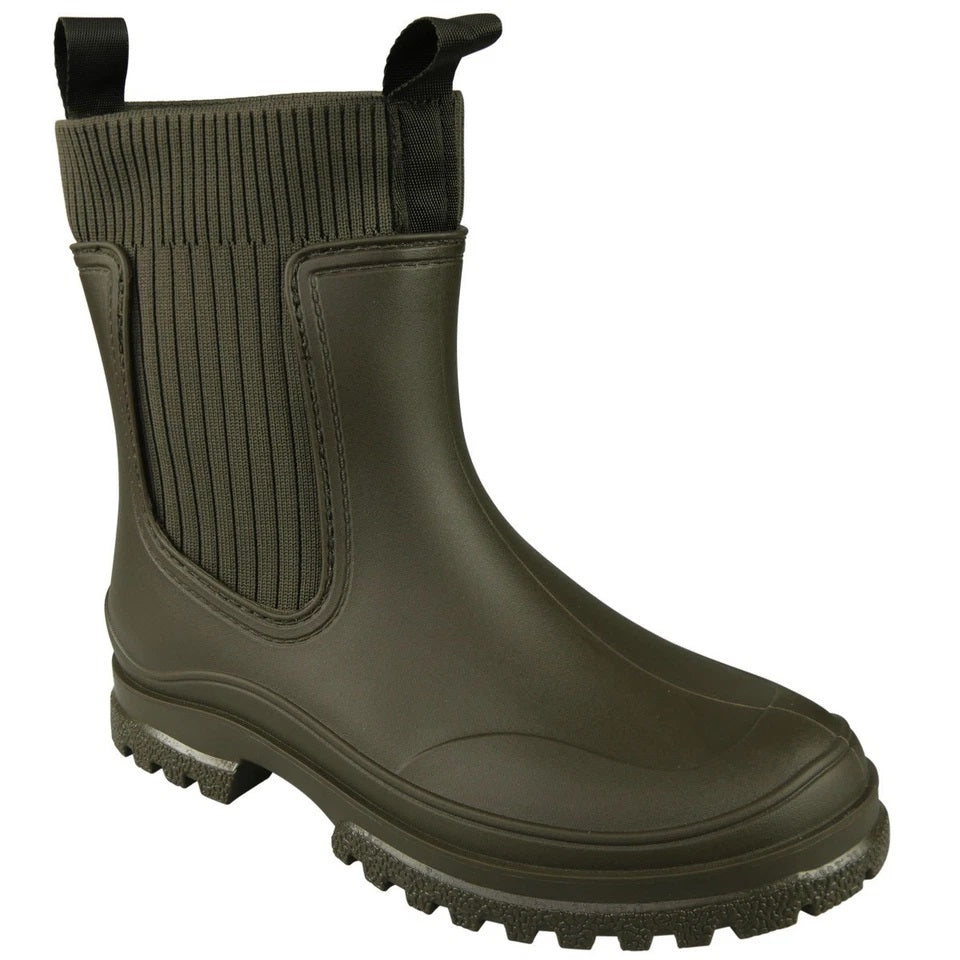 MARJORIE Green Ladies Snow Rain Wellies Ankle Waterproof Walking Boots