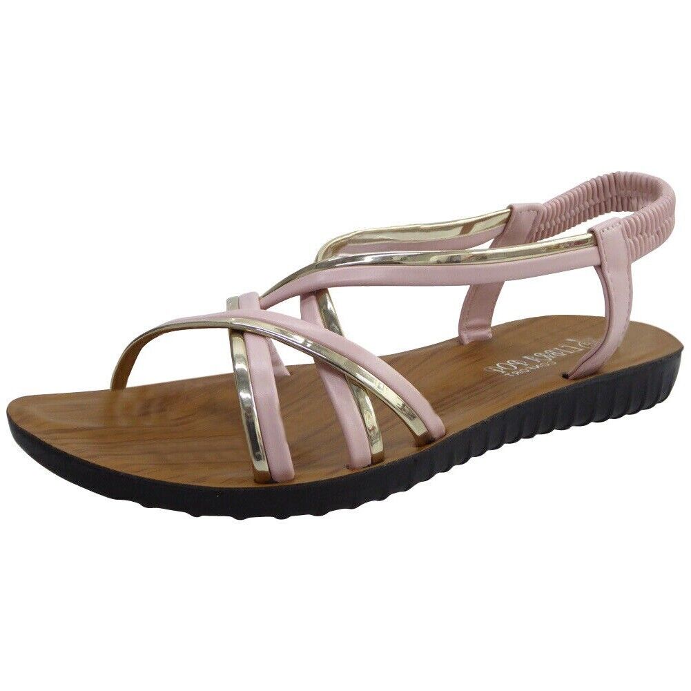 FRANKIE Pink Elastic Light Weight Flats Sandals