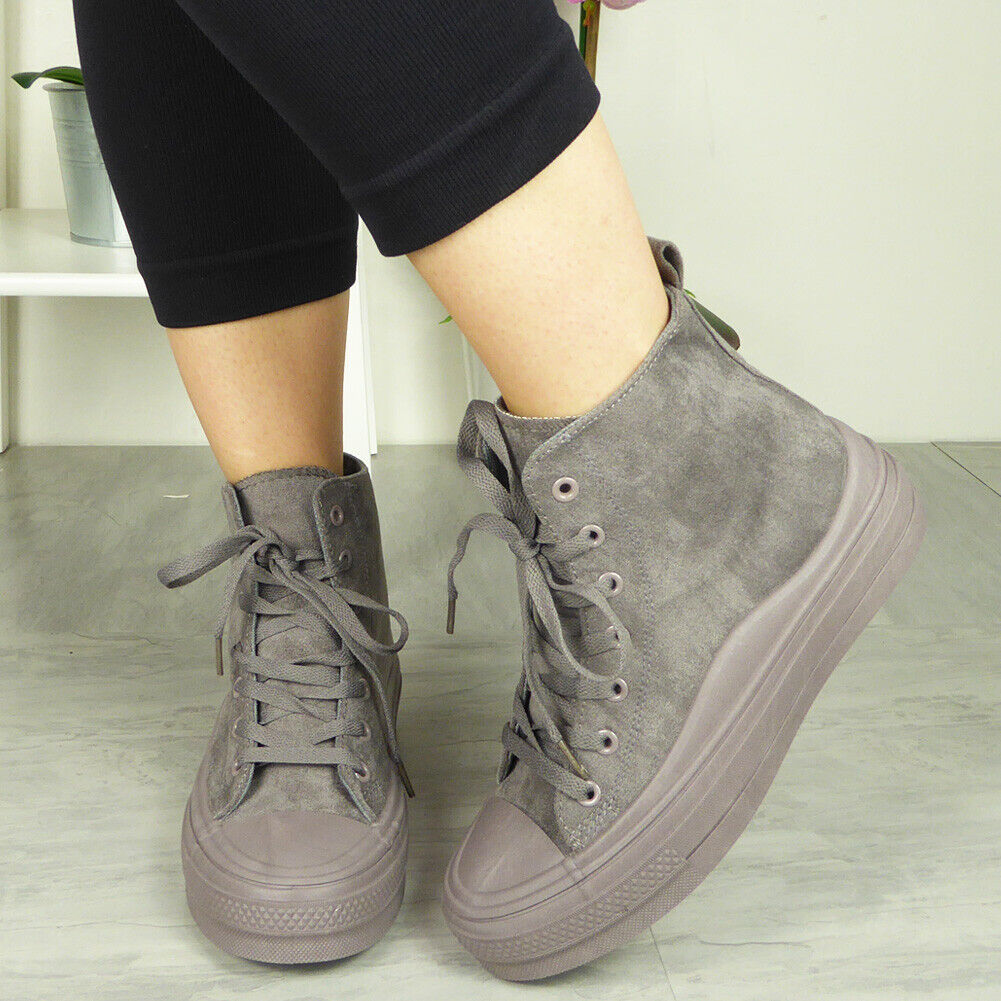 BRISHKY Grey Trainers Plimsole Lace Up Shoes