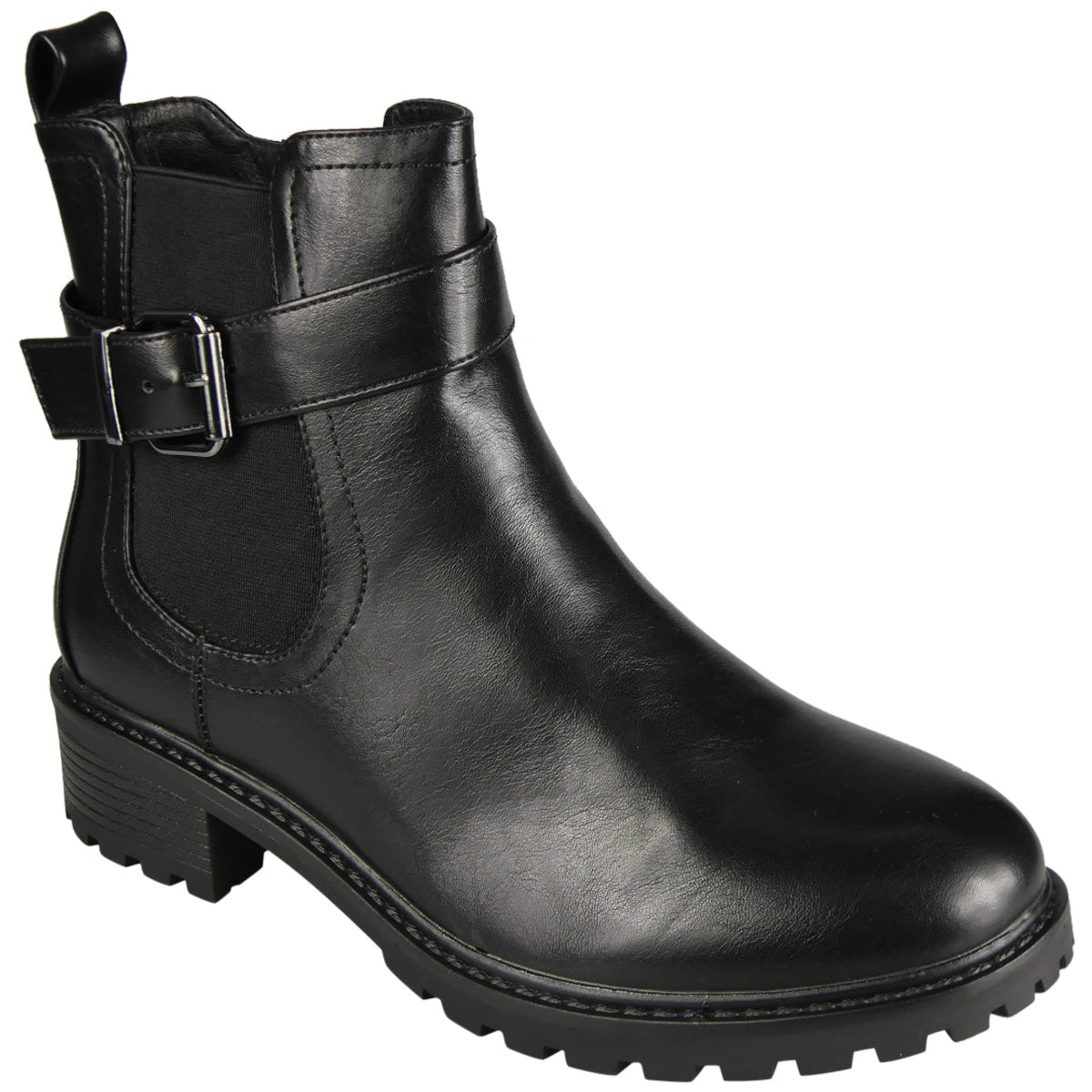 MABEL Black Ankle Zip Warm Lined Comfy Grip Winter Casual Boots