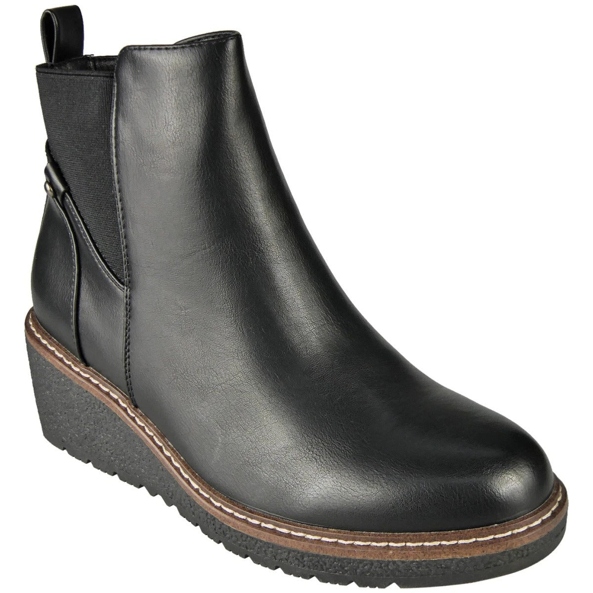 KARTER Black Faux Leather Zip Lined Ankle Winter Boots
