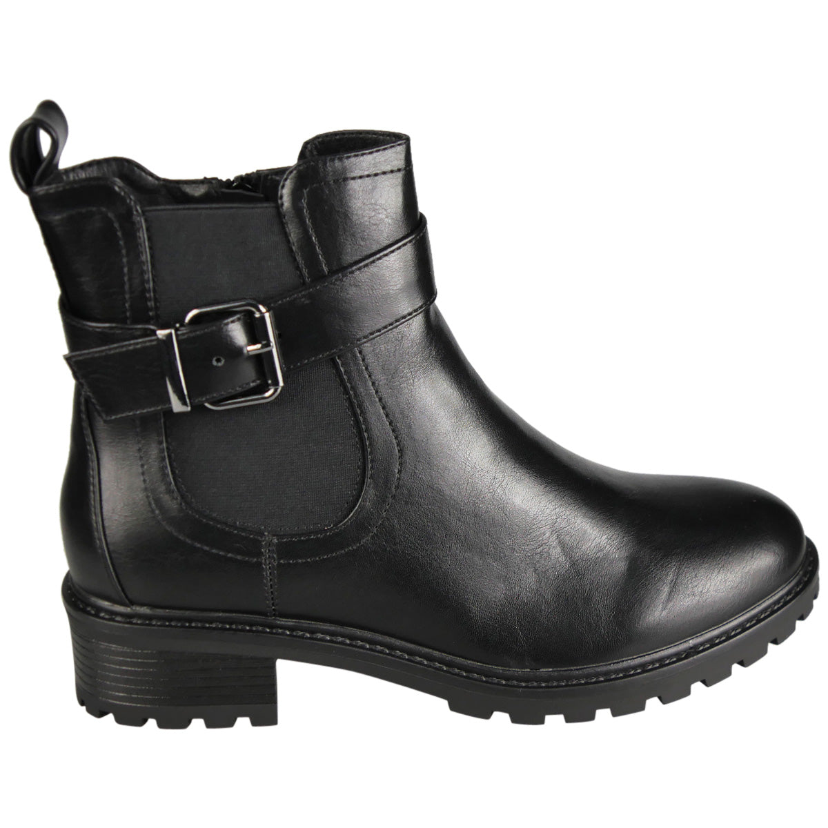 MABEL Black Ankle Zip Warm Lined Comfy Grip Winter Casual Boots