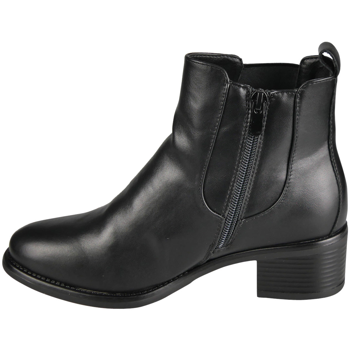 HONORA Black Ankle Zip Comfy Grip Warm Lined Boots