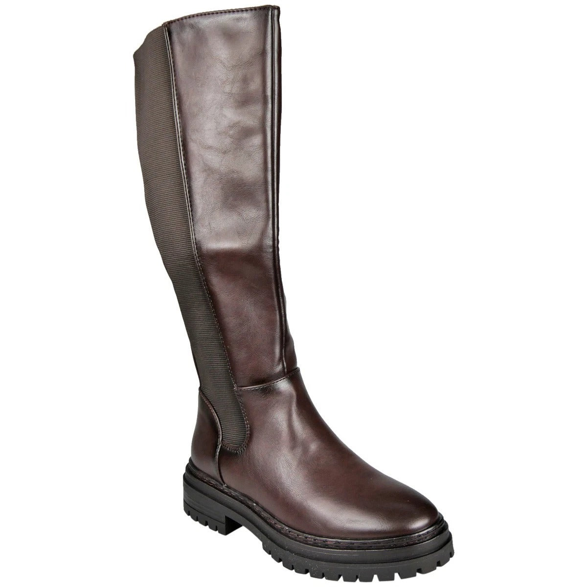GODIVA Brown Knee High Zip Comfy Stretchy Biker Rider Boots