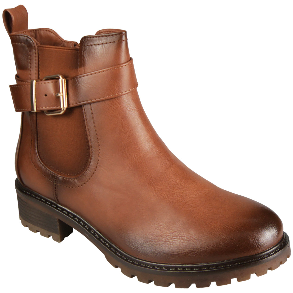 MABEL Camel Ankle Zip Warm Lined Comfy Grip Winter Casual Boots