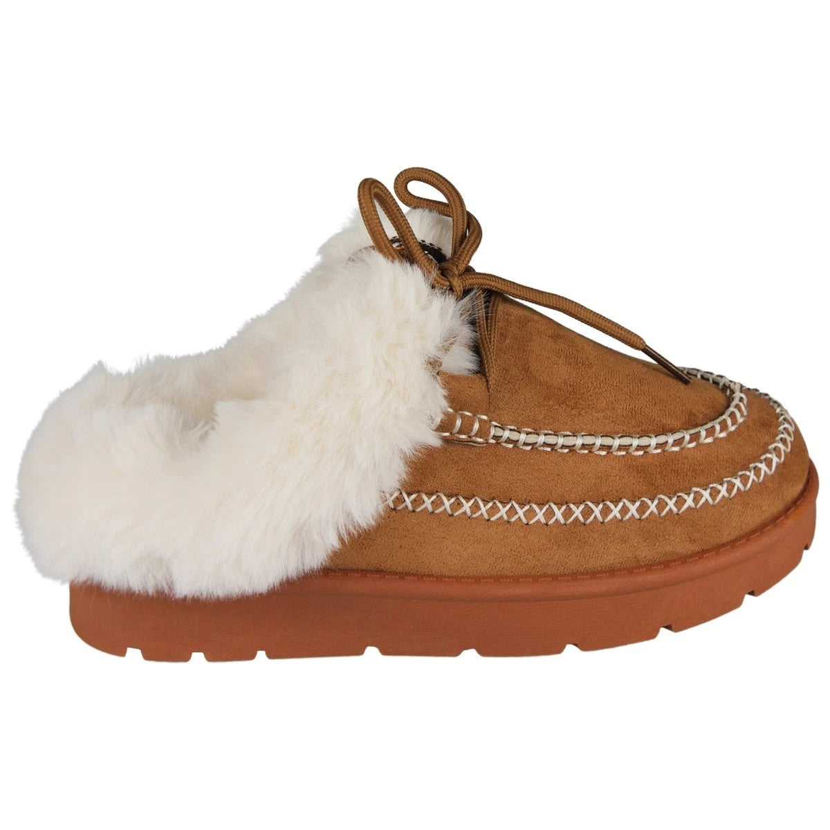 MILANI Camel Slip On Faux Fur Lined Warm Outdoor Slippers