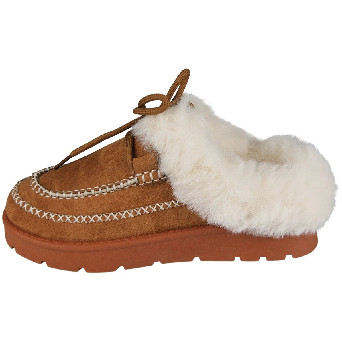MILANI Camel Slip On Faux Fur Lined Warm Outdoor Slippers