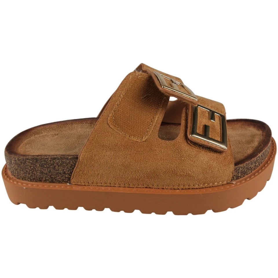 CHARLEE Camel Mules Comfy Lounge Bling Sandals