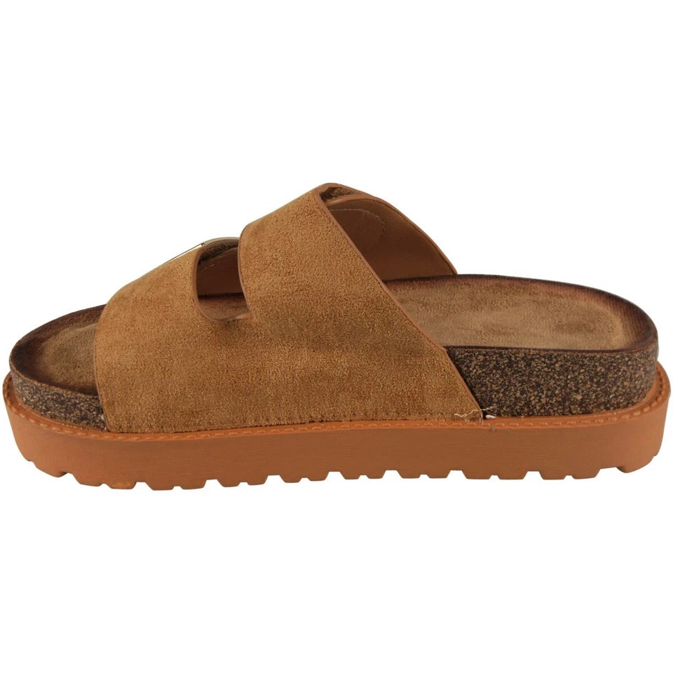 CHARLEE Camel Mules Comfy Lounge Bling Sandals