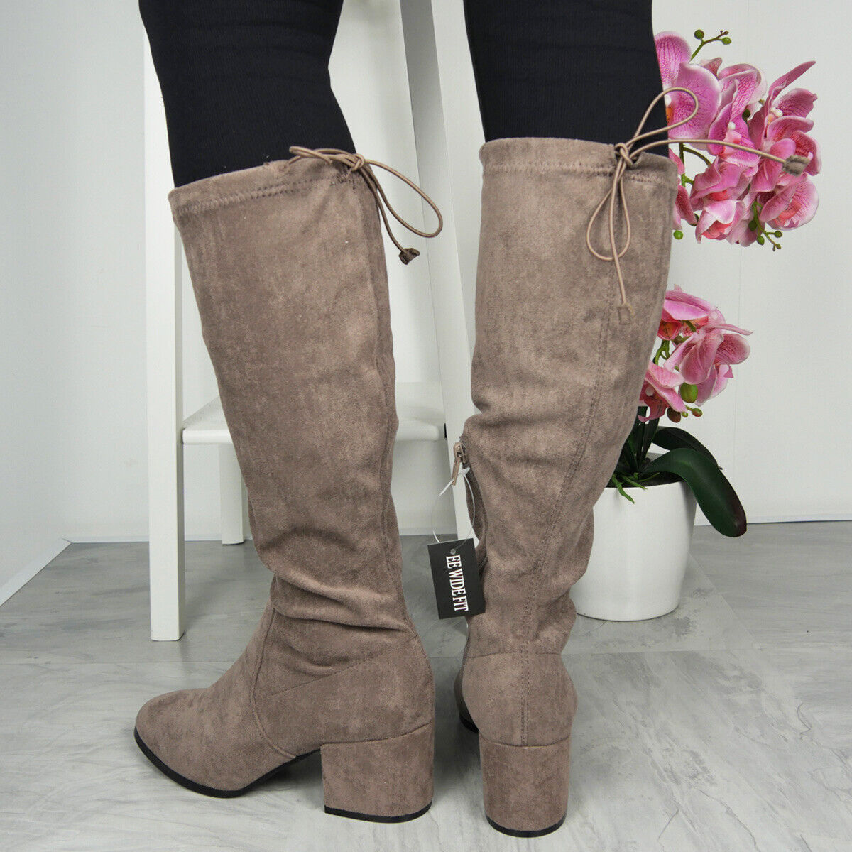 TILLY Taupe Wide Fit Winter Zip Boots
