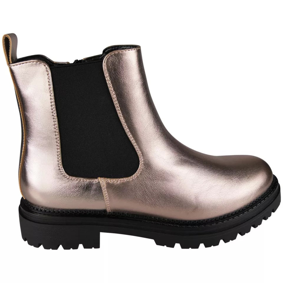 XENIA Champagne Lined Zip Comfy Ankle Chelsea Boots