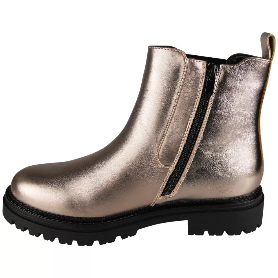 XENIA Champagne Lined Zip Comfy Ankle Chelsea Boots