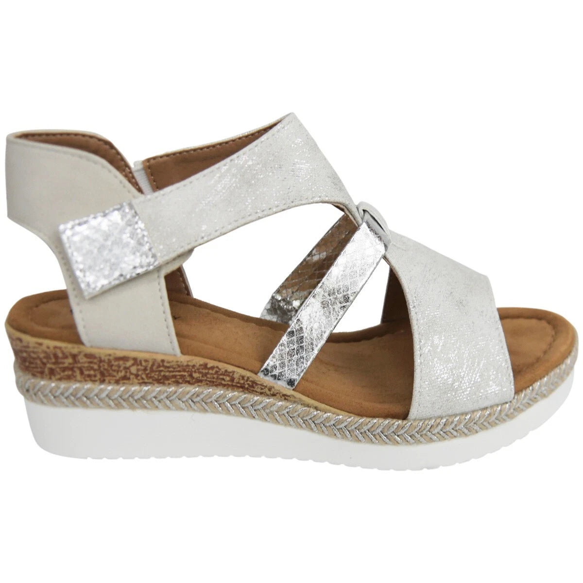 FAMINA White Wedge Hessian Summer Sticky Sandals
