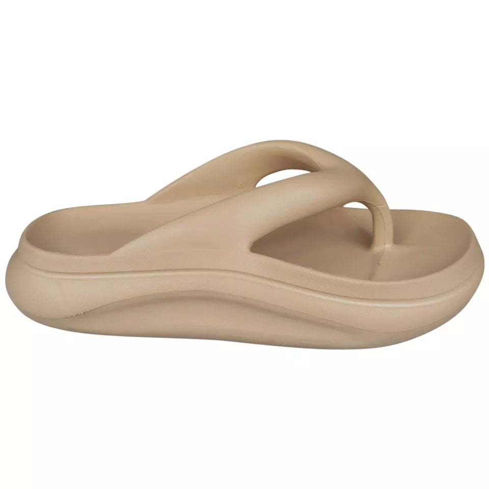MILLICENT Beige Toe Post Light Beach Mules Sliders