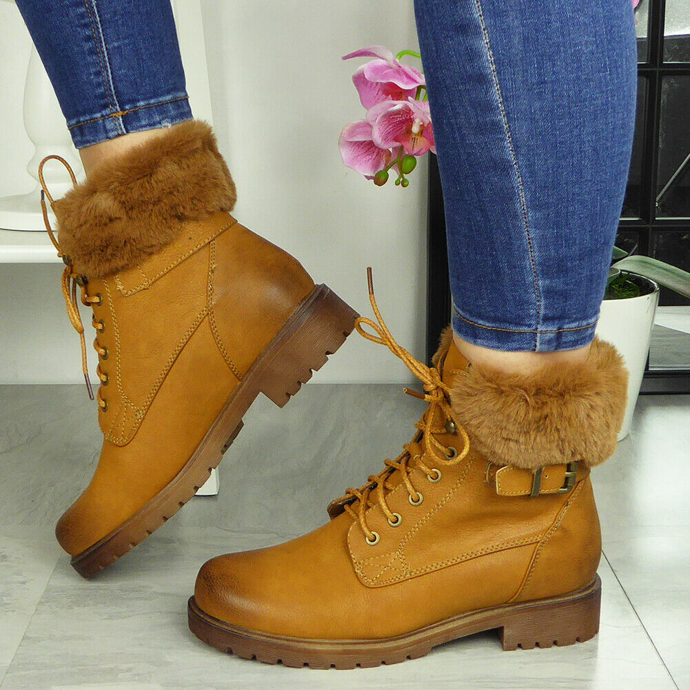 EYLER  Camel Ankle Fur Lined Winter Boots