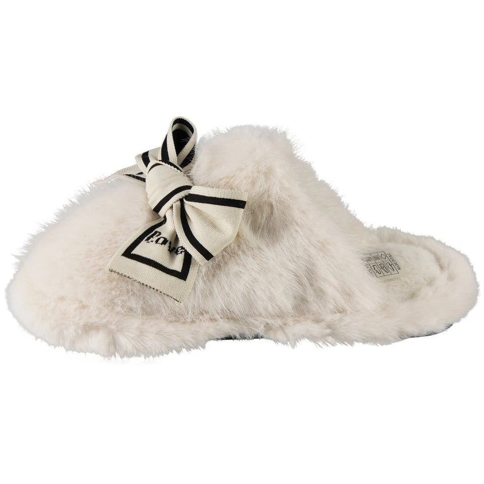 SHAKIRA White Slippers Fluffy Warm Faux Fur Slip On Shoes