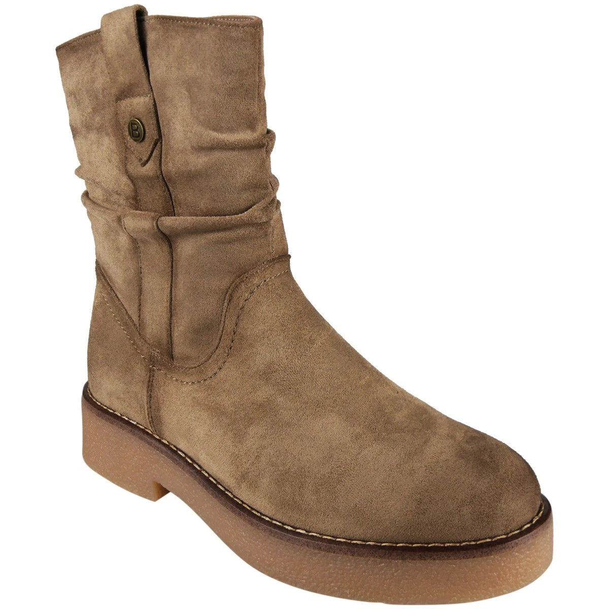 RORY Khaki Faux Suede Warm Lined Comfy Zip Heel Grip Boots