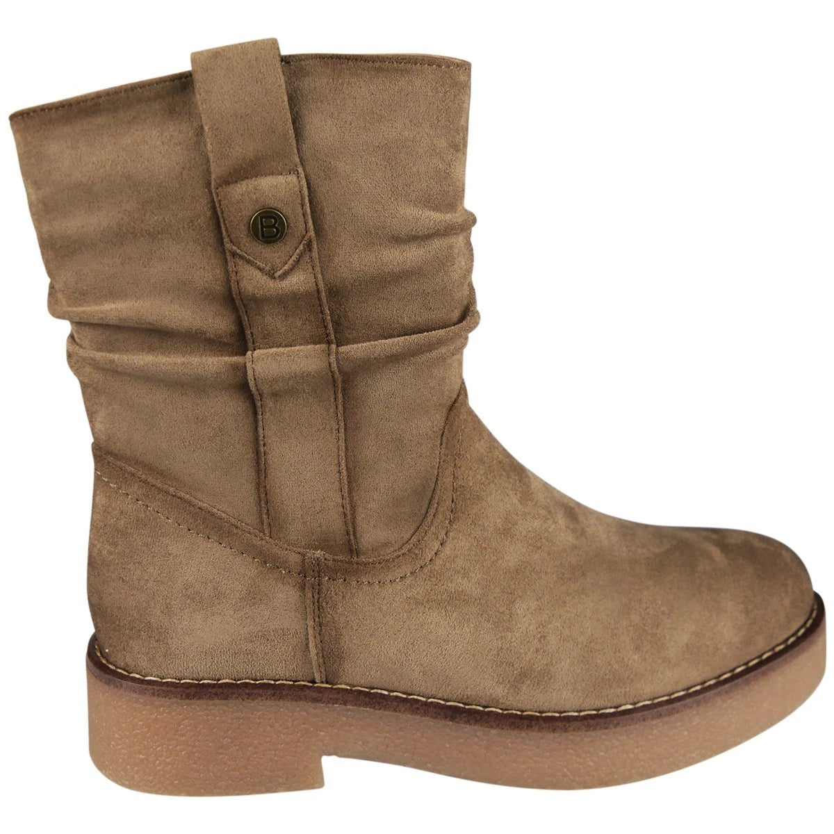 RORY Khaki Faux Suede Warm Lined Comfy Zip Heel Grip Boots