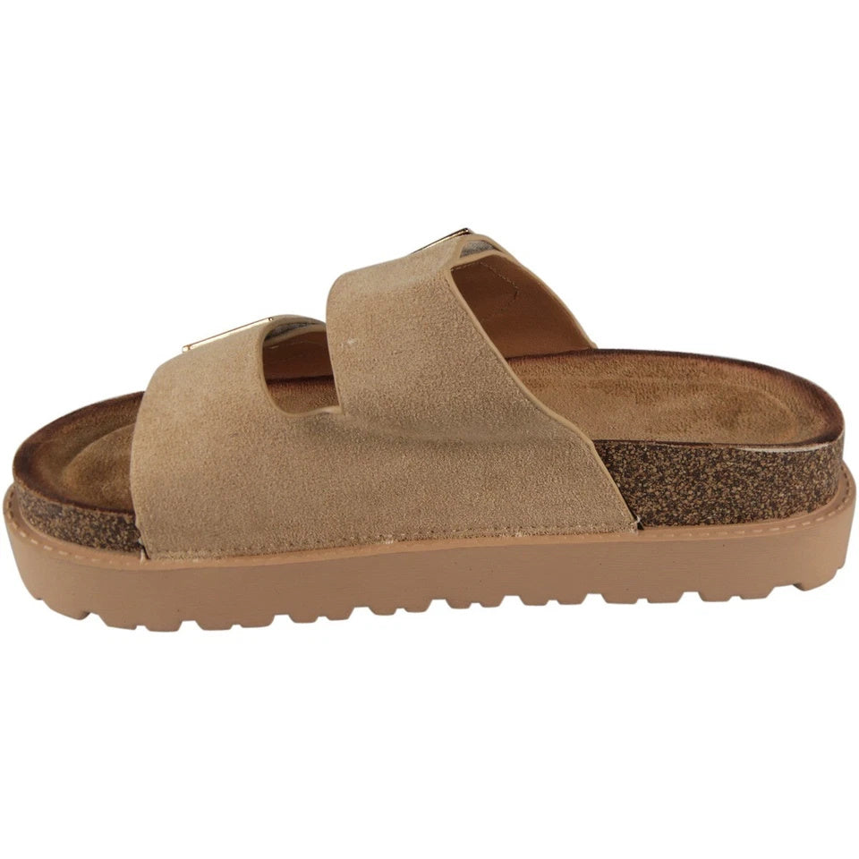 CHARLEE Khaki Mules Comfy Lounge Bling Sandals