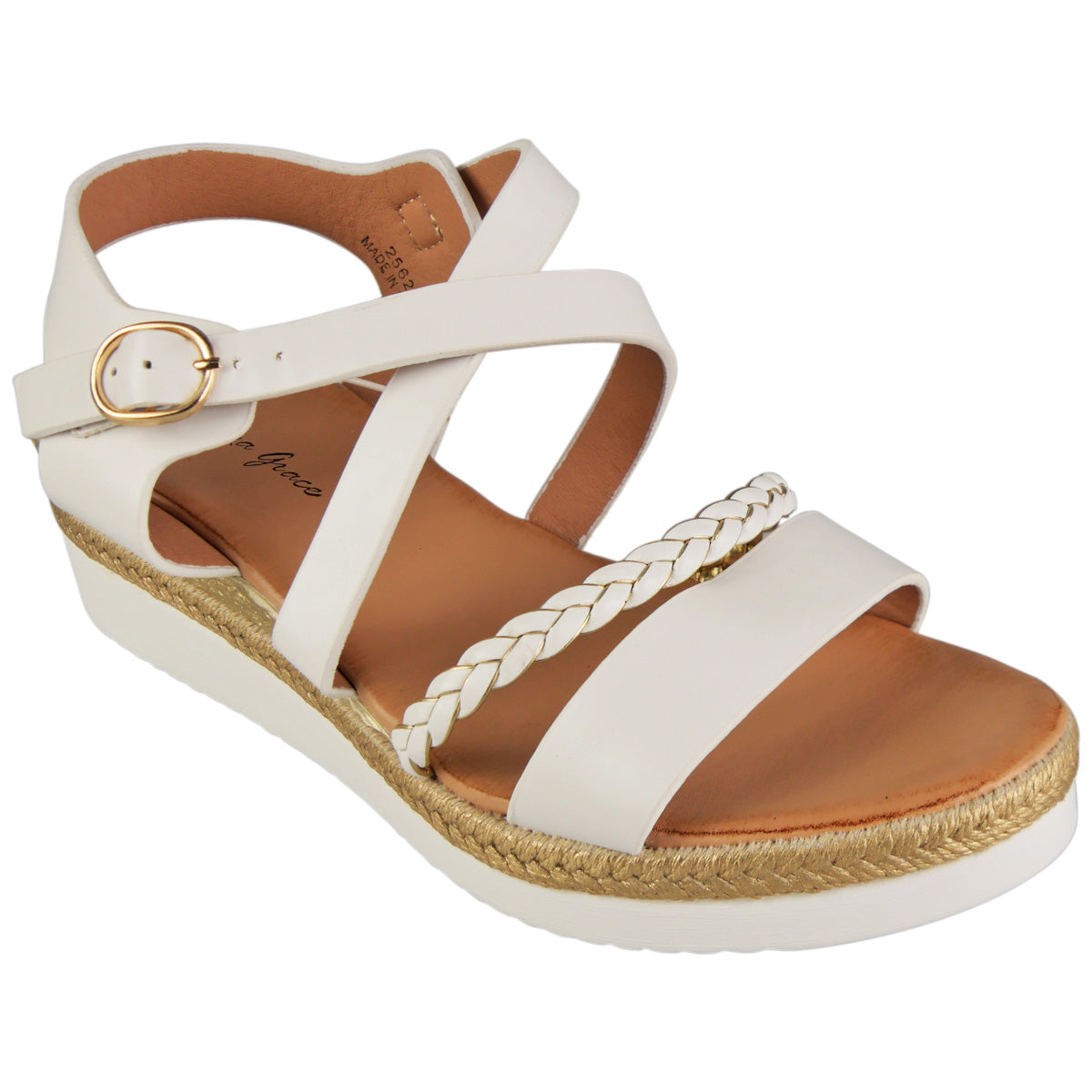 EMILIA White Wedge Lightweight PeepToe Slip On Sandals