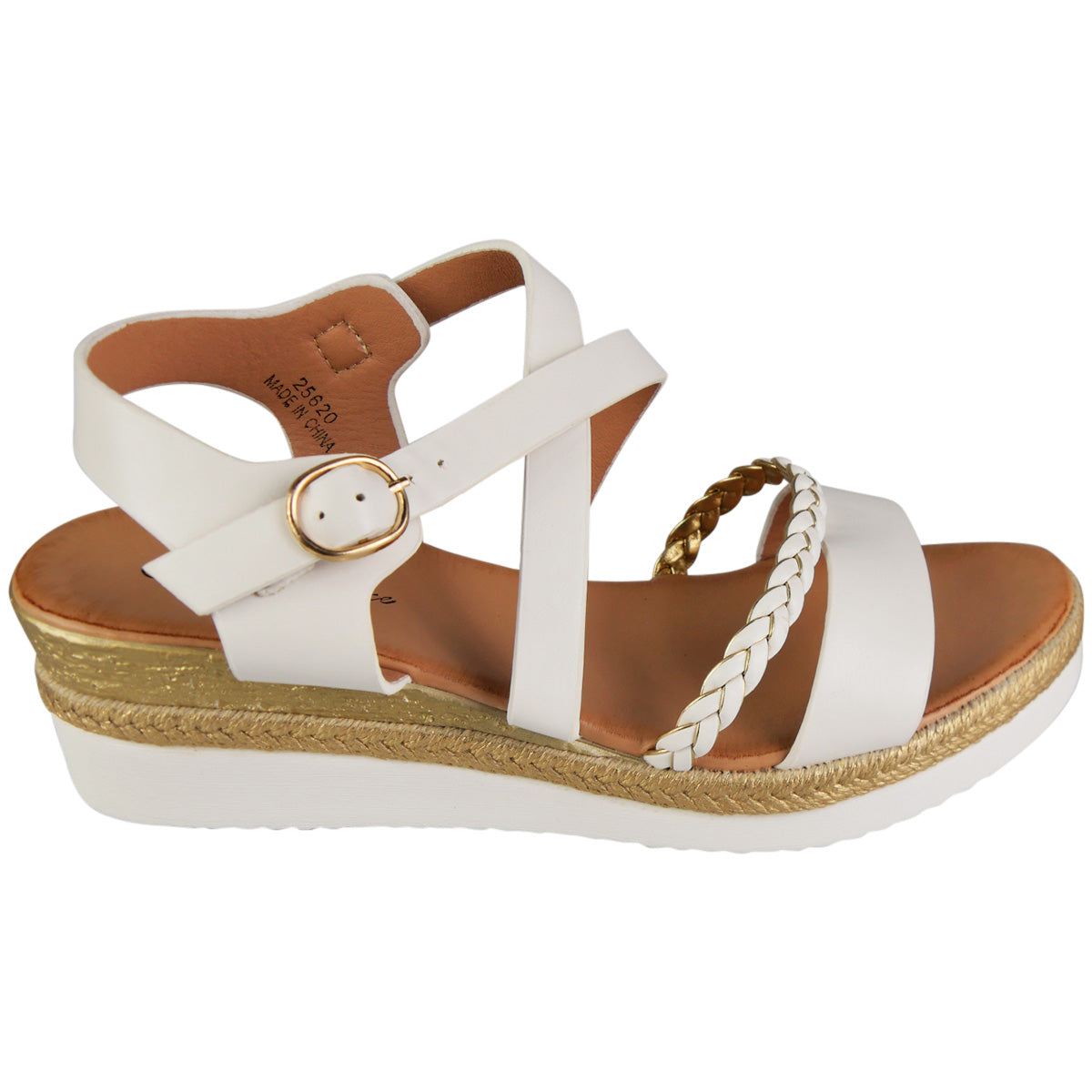 EMILIA White Wedge Lightweight PeepToe Slip On Sandals