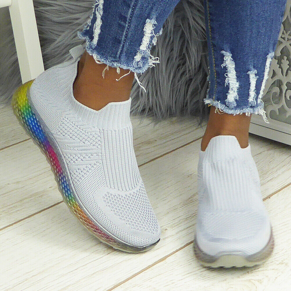 SAMSA Grey Rainbow Slip On Jogging Trainers