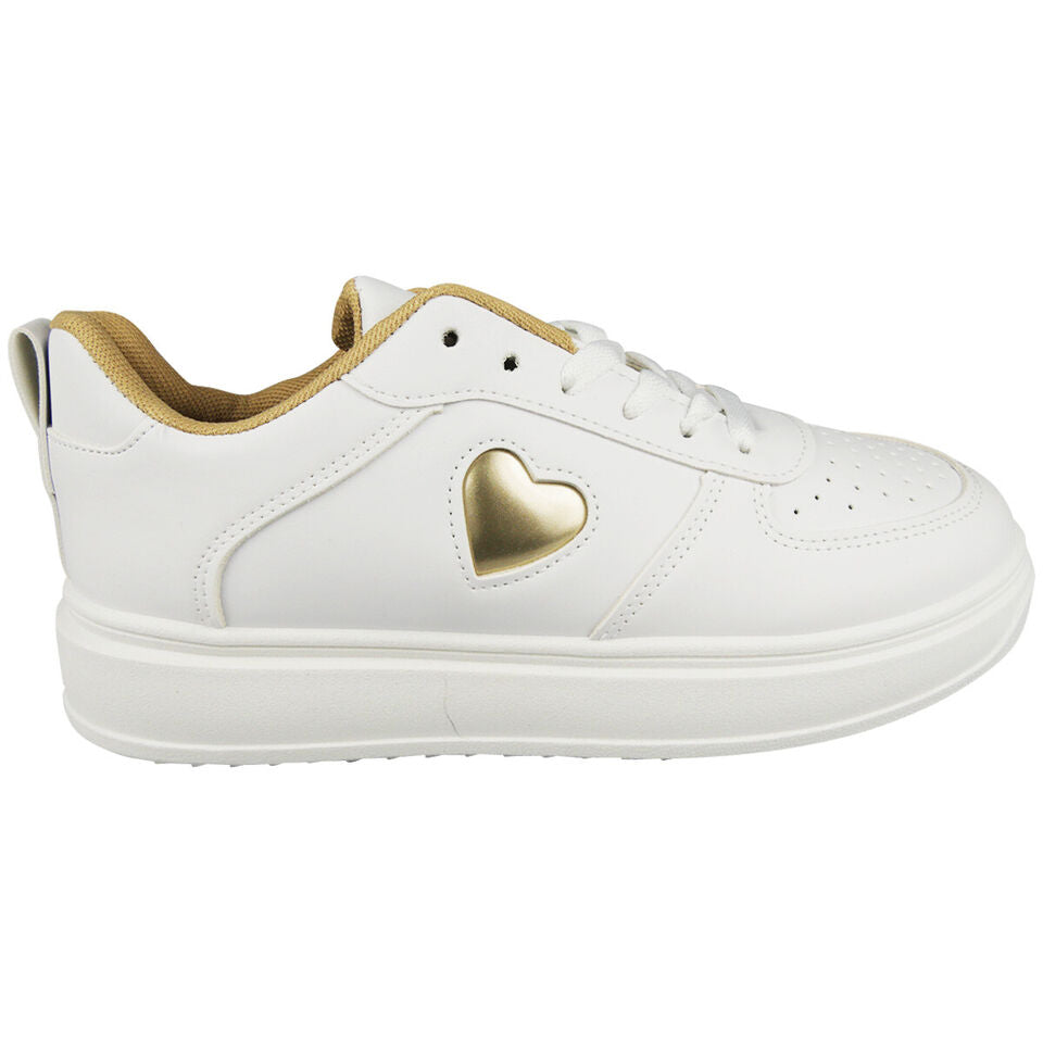 NURAH White-Gold Trainers Sneakers Gym Shoes