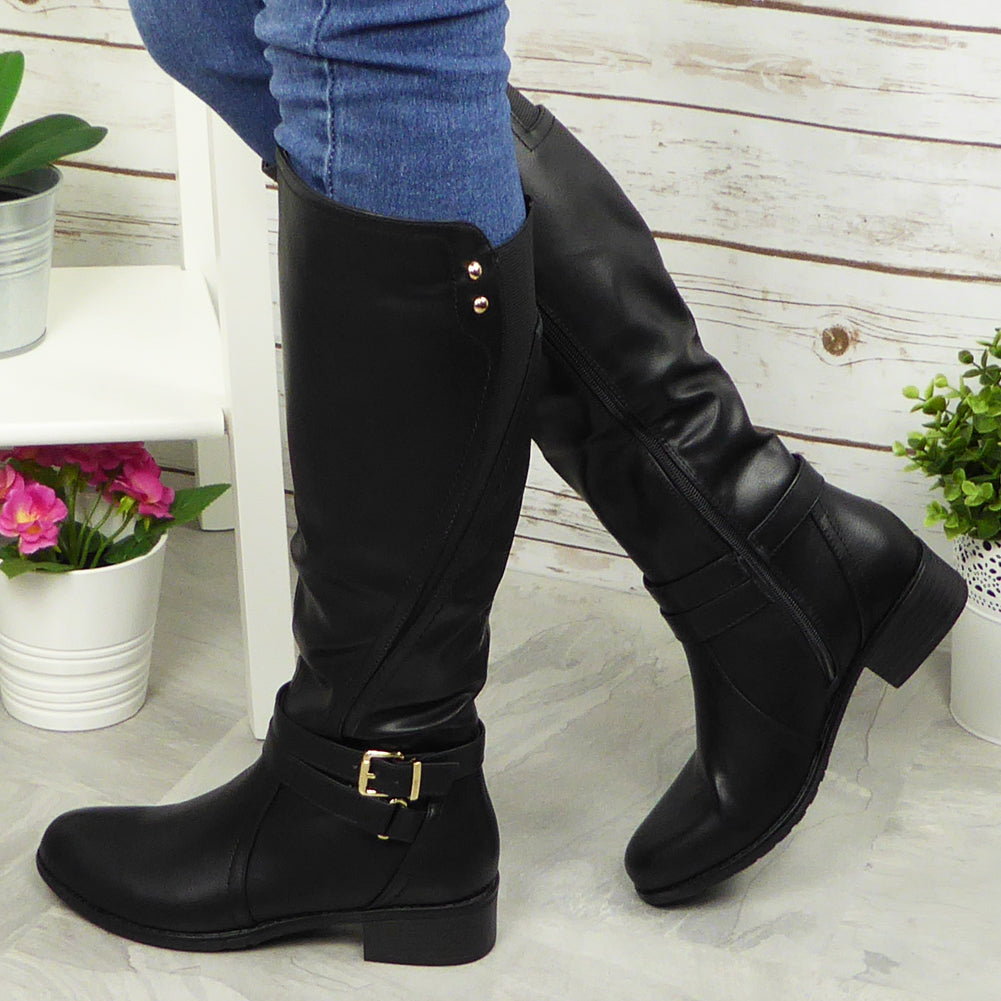 Luz Black Mid Calf Boots