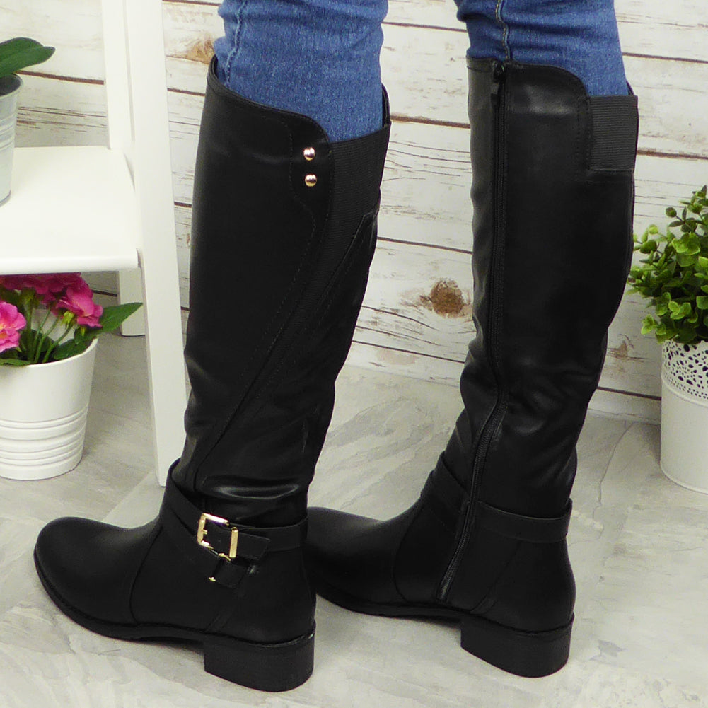 Luz Black Mid Calf Boots