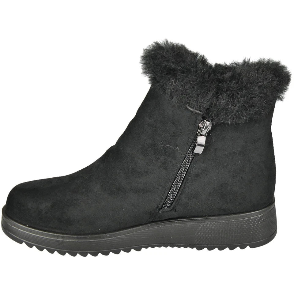 MADISON Black Snow Warm Fleece Lined Comfy Winter Buckle Boots