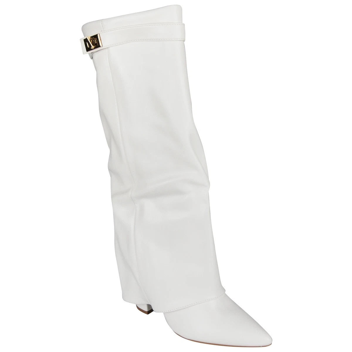 MAGGIE White Fashion Zip High Heel Hooded Boots