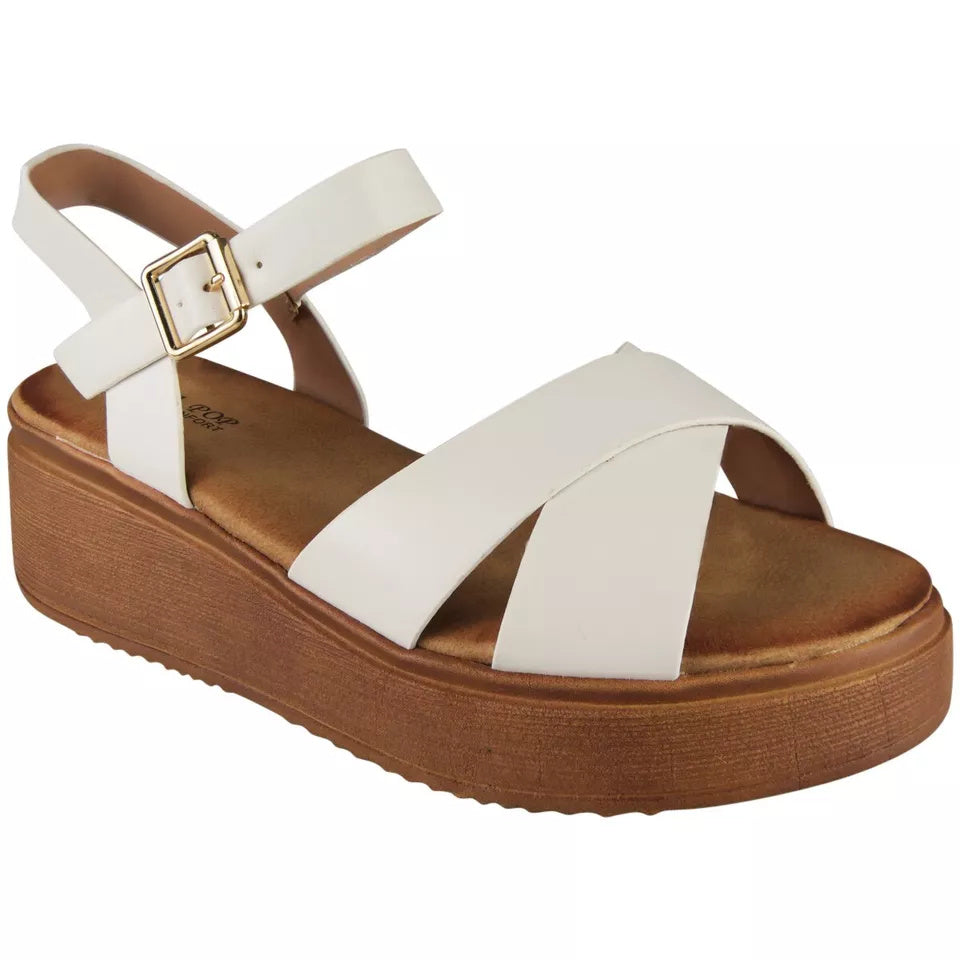 SKYLA White Wedges Cushioned Open Toes Sandals